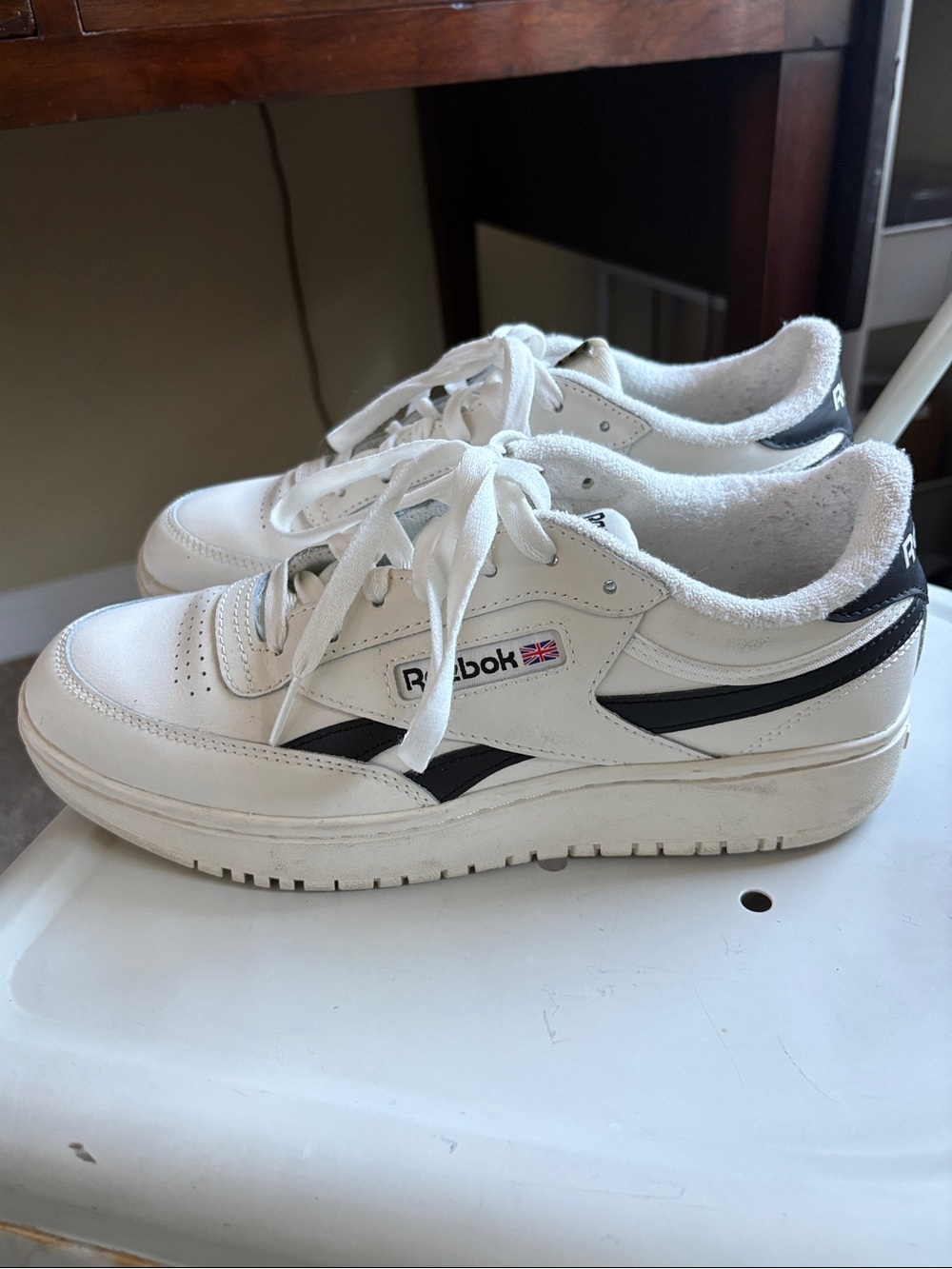 Reebok White Sneakers with Black Accents